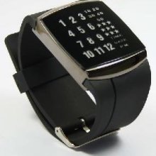 New Trendy Black Calendar LED Bracelet Leather Watch