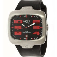 Nice Italy Mens Polo Stainless Watch - Black Rubber Strap Strap - Black Dial - NICW1001POL021008