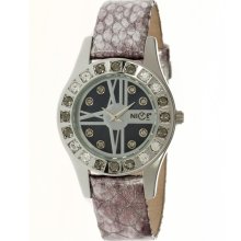 Nice Italy Womens Basilica Stainless Watch - Pink Leather Strap - Blue Dial - NICW1051BAS021001