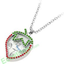 Novel Jewelry Necklace Strawberry Crystal Pendant Quartz Watches