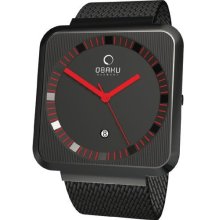 Obaku Harmony Mens Ultra Slim Stainless Watch - Black Bracelet - Black Dial - V139GBBMB