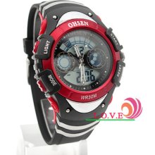 Ohsen Rubber Alarm Date Analog+digital Backlight Waterproof Mens Wrist Watch