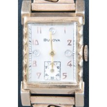 Old Bulova Classic Dress Vintage Watch Stunning Art Deco Case Rhinestones Dial