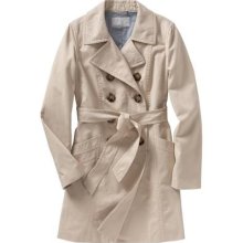 Old Navy Khaki Tan Classic Trench Coat Fully Lined Belted Sz X