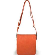 Orange Leather Like Nyc Style Womens Crossbody Handbag Bag Size Small/m