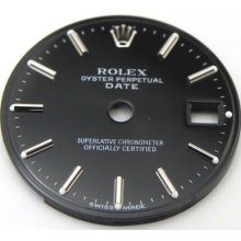 Original Ladies Rolex Date Black W/silver Hash Marks Quickset Dial Original Ladies Rolex Date Black W/silver Hash Marks Quickset Dial