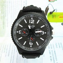 Oversized Quartz Dial Soft Silicone Jelly Unisex Wristwatch White Markers Dm675w