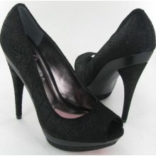 Paris Hilton Roxy Pumps Black Womens Size 7.5 M $110