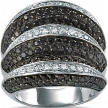ParisJewelry.com 6 Carat Black and White Diamonds Sterling Silver Ring