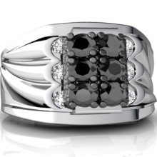 PavÃ© Black Diamond 14K White Gold Ring