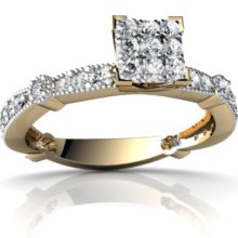 PavÃ© White Diamond 14K Yellow Gold Ring