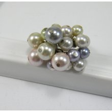 Pearl Cluster Ring Pearl Cocktail Ring Sterling Silver Adjustable Ring Dinner Ring