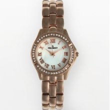 Peugeot Rose Gold Tone Mother-Of-Pearl And Crystal Watch - Made With