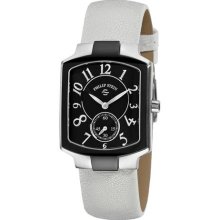 Philip Stein Watches Women's Black Dial White Pashima Leather Strap S