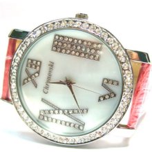 Pink Strap Classic Look Womens Mens Dress Watch Fe1