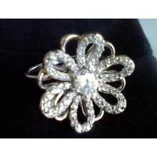 Platinum & Ss Lc Diamond Star Flower Ring Sizes 7,8,9