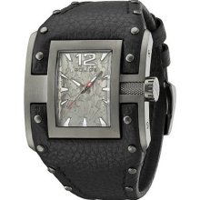 Police Men's Avenger PL.13401JSU/61 Black Calf Skin Quartz Watch with Black Dial