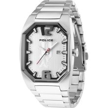 Police Pl-12895js-04m Women's Octane Textured White Dial Stainless Steel Watch