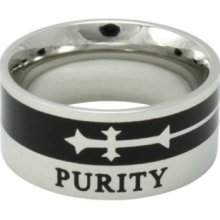 Popular Stainless Steel A-cut Cross Purity Ring
