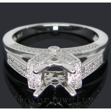 Princess Cut 6mm 14kt White Gold 1.02ct Diamond Wedding Semi Mount Setting Ring