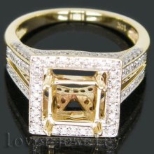 Princess Cut 7x7mm Solid 14k Yellow Gold 0.85ct Diamond Engagement Setting Ring