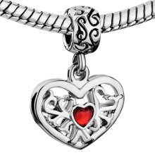 Pugster Family Tree Life Garnet Red Crystal Heart Dangle Love Bead Charm Brand Bracelet Fits Pugster