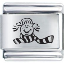 Pugster Girl With Scarf Christmas Italian Charms Bracelet
