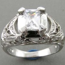 Radiant Cut White Cz 925 Sterling Silver Ring Sz7