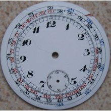 Rare Enamel Dial For Pocket Watch Chronograph 47 Mm. In Diameter