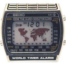 Rare New/nos Vtg. Digital Watch Lcd Unit For Seiko A239 World Timer (green Map)