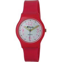 Ravel Girl's Quartz Watch With White Dial Analogue Display And Pink Plastic Or Pu Strap R1533.05