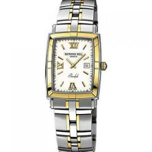Raymond Weil Parsifal Mens Rectangular 18K Gold 2T/SS Swiss Watch 9340-STG-00307