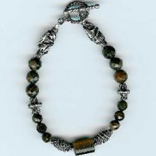 Red Tiger's Eye Bracelet with Pewter