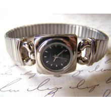 Reduced - Vintage Working Silver Tone Carriage Stretch Adjustable Ladies Watch / Gift for Her / W276