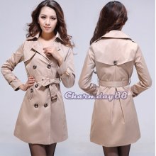 Retro Double-breasted Long Slim Trench Coat Outwear Jacket 2013 C1my Women