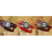Retro Leather Wrap Women Watch