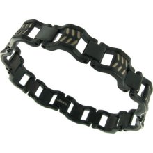 Rochet Roma Moto Gp Stainless Steel Black Coating Track Relief Mens Bracelet