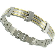 Rochet Roma Triple Long Link Stainless Steel Gold Tone Classic Mens Bracelet