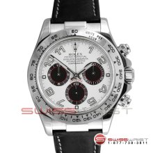 Rolex Daytona White Gold Panda Dial 116519 40MM Black Leather Strap