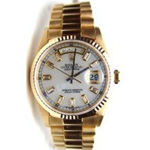 Rolex Like New Double Quick President w/ MOP Baguette Diamond Dial -90's