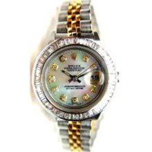 Rolex Like New Ladies Datejust W/ 1.5 Kt Baguette Diamond Bezel and MOP Diamond Dial -90's