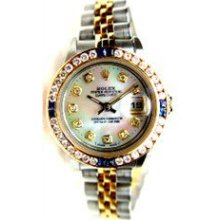 Rolex Like New Ladies Datejust W/ MOP Diamond Dial and Channel Sapphire Diamond Bezel 90's