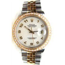 Rolex Like New Men's Datejust W/ Rolex Computer Arabic Dial and Custom Diamond Bezel - 90's