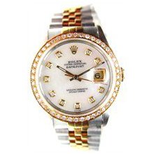 Rolex Like New Steel and Gold Datejust W/ Custom MOP Diamond Dial and Diamond Bezel - Late 80's