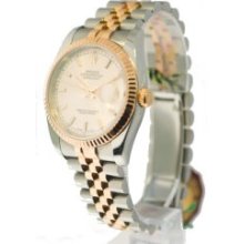 Rolex Mens Pre Owned Two Tone 18kt Pink Gold & Steel Silver Dial