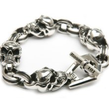 ROOM 101 by Matt Booth XL skull and channel link bracelet SIZE 8 3/4