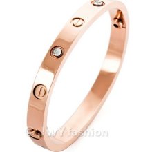 Rose Gold Screws Cz Stainless Steel Men Bangle Bracelet Vc943-1