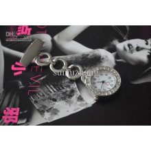 Round Silver Diamond Metal Nurse Doctor Watch Fob Stainless Steel 10