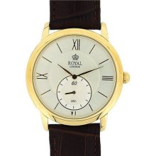 Royal London Gents White Dial Seconds Subdial Brown Leather Strap Watch 41045-03