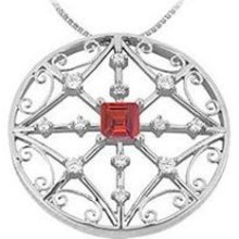Ruby and Diamond Pendant 14K White Gold - 1.75 CT TGW ...
